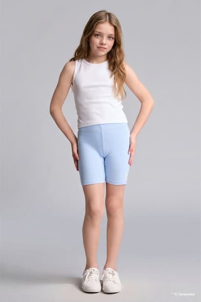 Girl Light Blue Biker Short Leggings