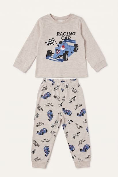 Baby Boy Printed Long Sleeve Top and Trousers Pyjama Set Homewear