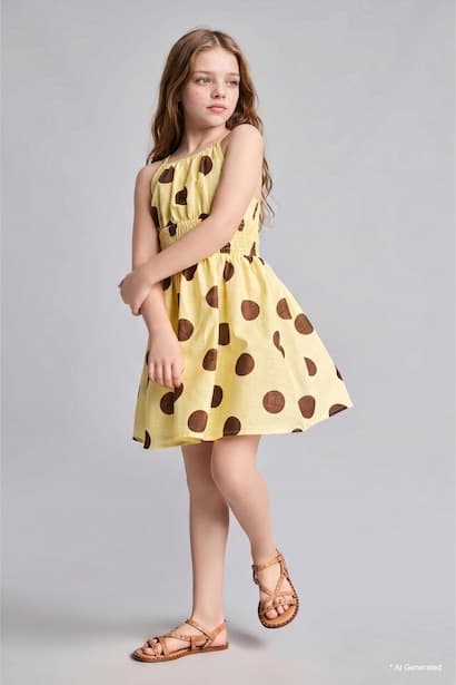 Girl 100% Cotton Polka Dot Mini Dress