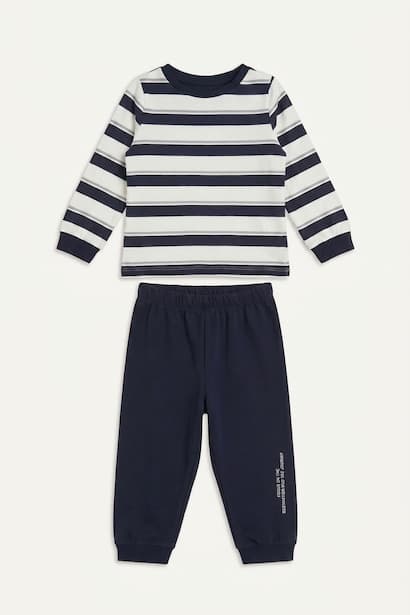 Baby Boy 100% Cotton Striped Long Sleeve Top and Trousers Pyjama Set Homewear