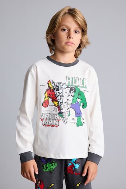 Boy 100% Cotton Marvel Comics 2 Piece Pyjama Set Homewear (٣)