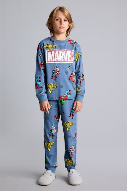 Boy 100% Cotton Marvel Comics Print 2 Piece Pyjama Set Homewear
