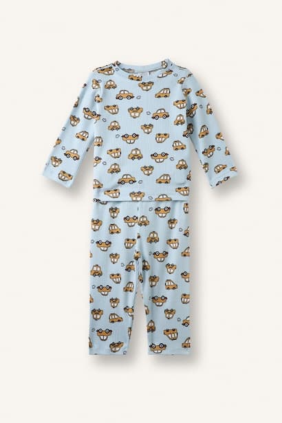 Baby Boy Car Printed 2 Piece Pyjama Set Homewear (٤)