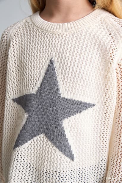 Girl Regular Fit Ecru Patterned Pullover (٤)