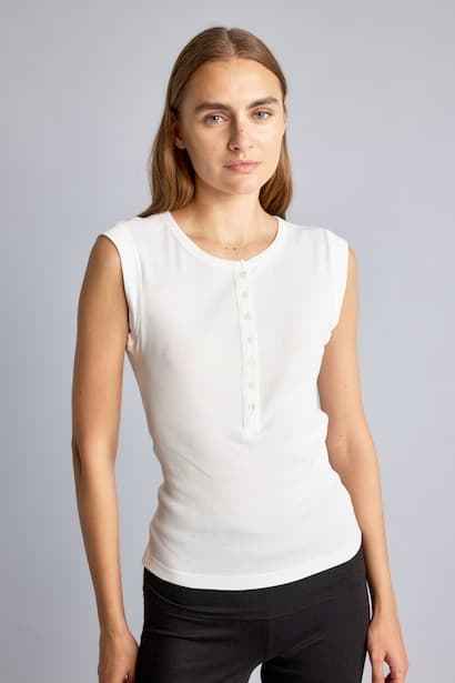 Ribbed Button Closure Tank Top Homewear