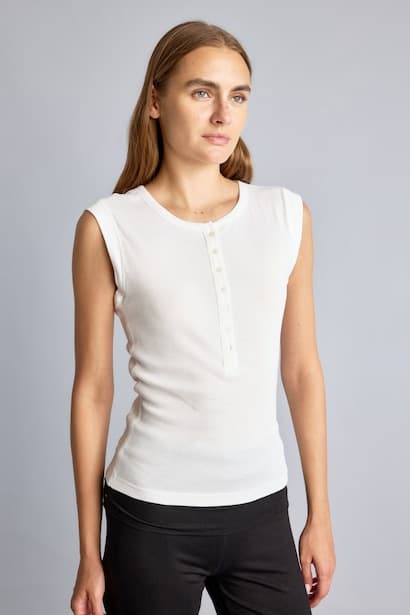 Ribbed Button Closure Tank Top Homewear (٣)