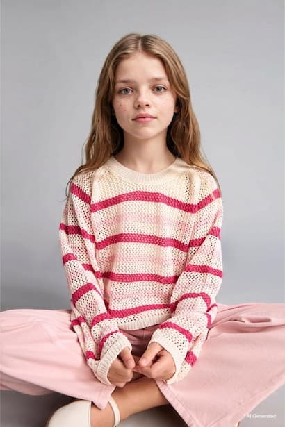 Girl Regular Fit Cotton Crew Neck Long Sleeve Sweater Pullover