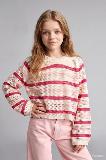 Girl Regular Fit Cotton Crew Neck Long Sleeve Sweater Pullover (3)