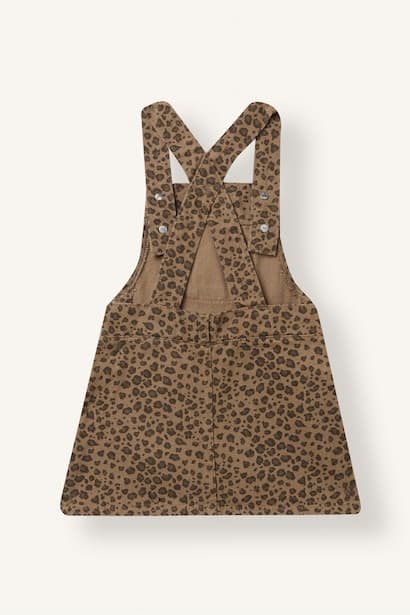 Baby Girl Leopard Print Twill Pinafore Dress (٤)
