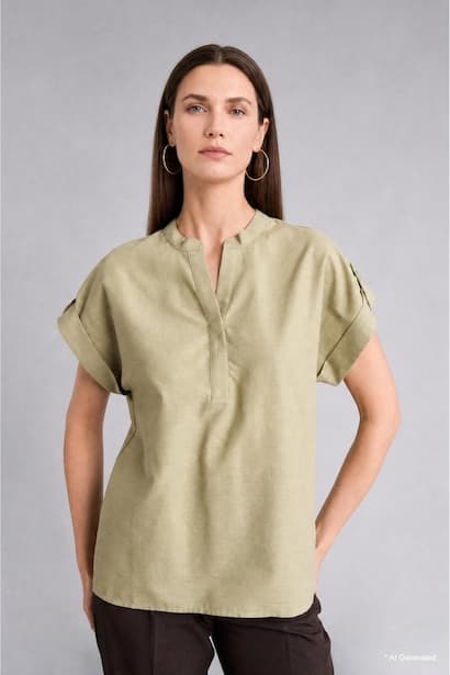 Regular Fit Crew Neck Short Sleeve Blouse