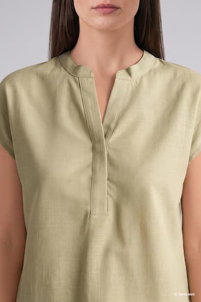 Regular Fit Crew Neck Short Sleeve Blouse (٤)