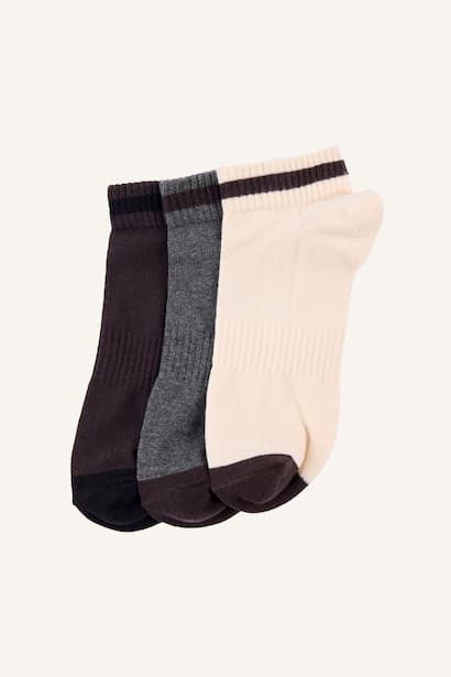 Man 3-Pack Brown Printed Cotton Short Socks Bobby Socks
