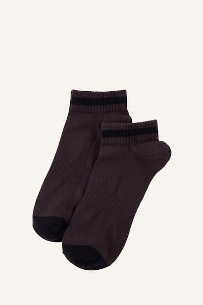 Man 3-Pack Brown Printed Cotton Short Socks Bobby Socks (3)