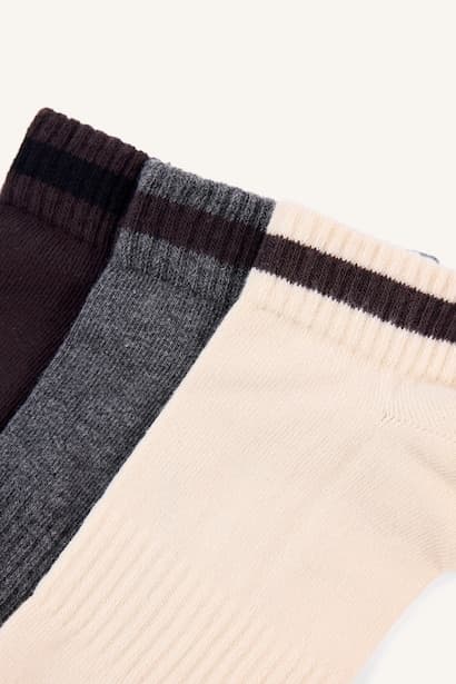 Man 3-Pack Brown Printed Cotton Short Socks Bobby Socks (4)