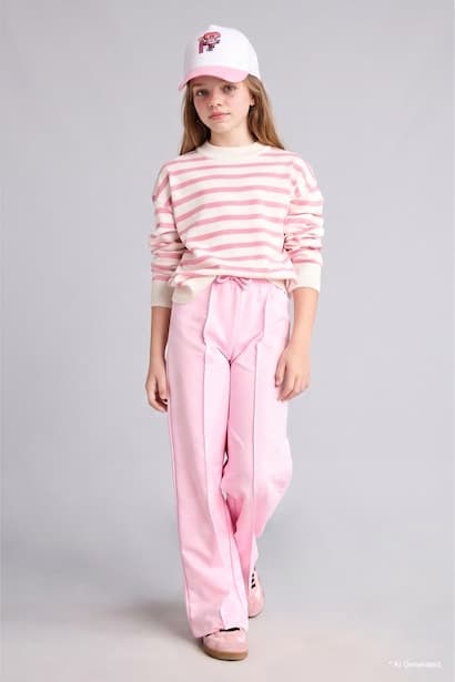 Girl Pink Wide Leg Trousers