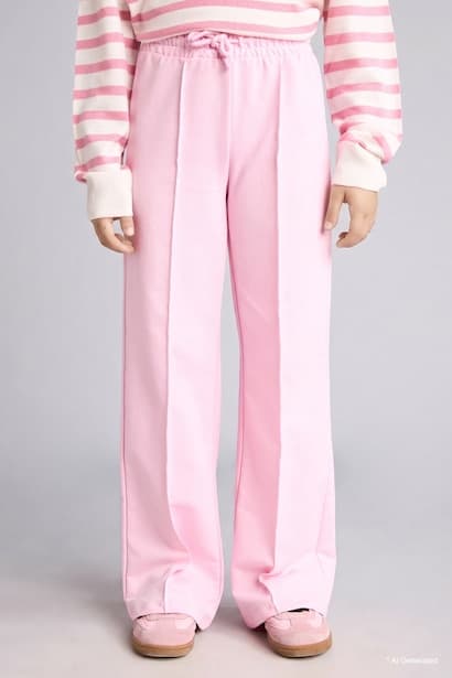 Girl Pink Wide Leg Trousers (٣)