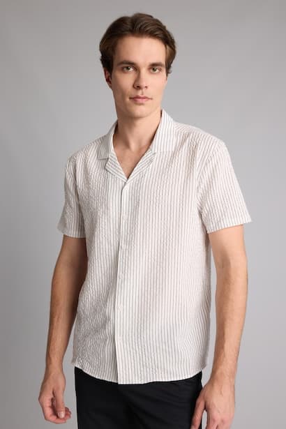 Modern Fit Gray Short Sleeve Shirt (3)