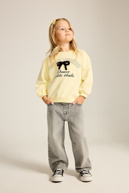 Baby Girl 100% Cotton Wide Leg Glitter Star Embroidered Jeans (3)