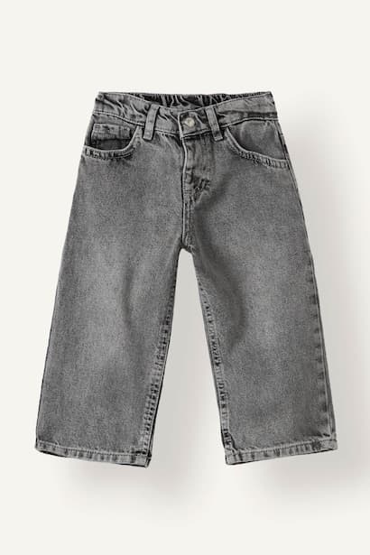 Baby Girl 100% Cotton Wide Leg Glitter Star Embroidered Jeans (4)