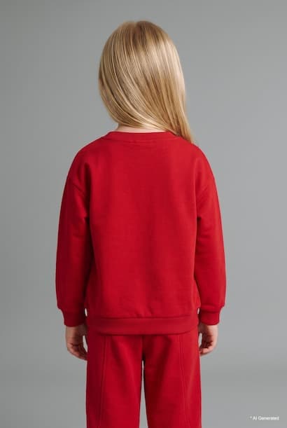 Baby Girl Teddy Bear Print Crew Neck Sweatshirt (3)