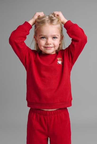 Baby Girl Teddy Bear Print Crew Neck Sweatshirt (4)