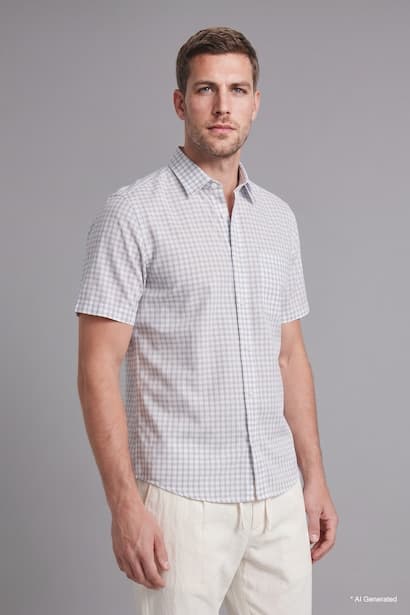 Regular Fit 100% Cotton Striped Short Sleeve Shirt