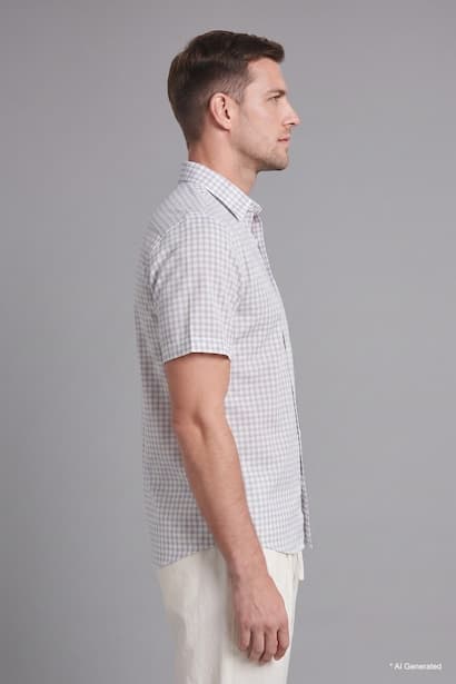 Regular Fit 100% Cotton Striped Short Sleeve Shirt (3)