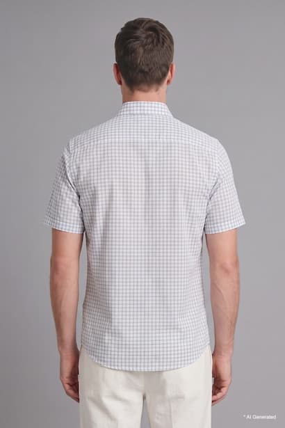Regular Fit 100% Cotton Striped Short Sleeve Shirt (4)