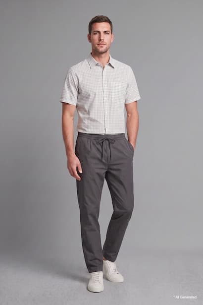 Regular Fit Polo Collar Striped Cotton Short Sleeve Shirt