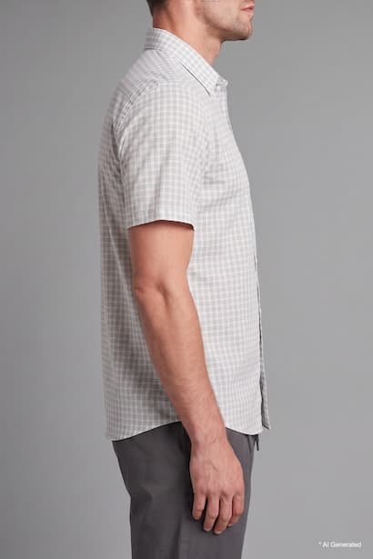 Regular Fit Polo Collar Striped Cotton Short Sleeve Shirt (4)
