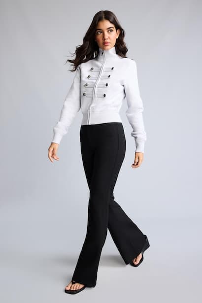 Flare Fit High Waist Black Trousers