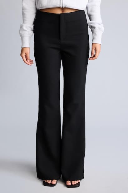 Flare Fit High Waist Black Trousers (3)