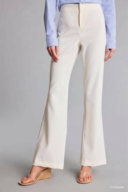 Flared Fit High-Waisted Trousers (4)