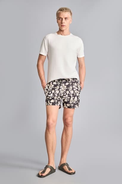 Printed Black Swim Shorts Swimming Short