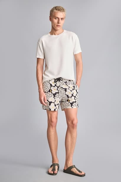 Printed Black Swim Shorts Swimming Short
