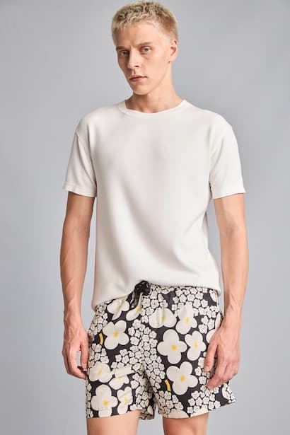 Printed Black Swim Shorts Swimming Short (٣)