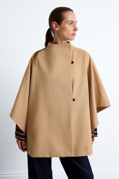 Oversize Stand Collar Woven Trench Coat