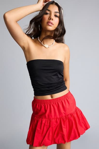 Fitted Black Strapless Tank Top Tank Top & Crop Top (٣)