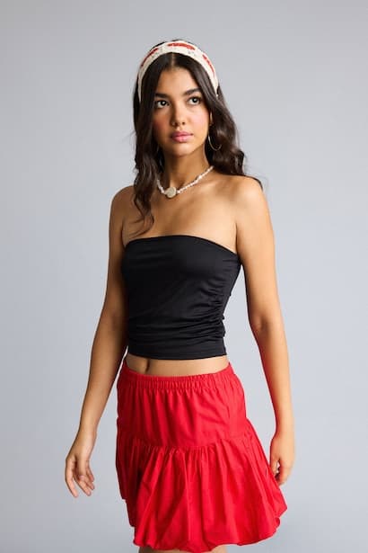 Fitted Black Strapless Tank Top Tank Top & Crop Top (٤)