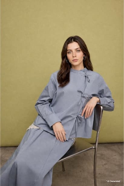 Regular Fit 100% Cotton Poplin Long Sleeve Tunic