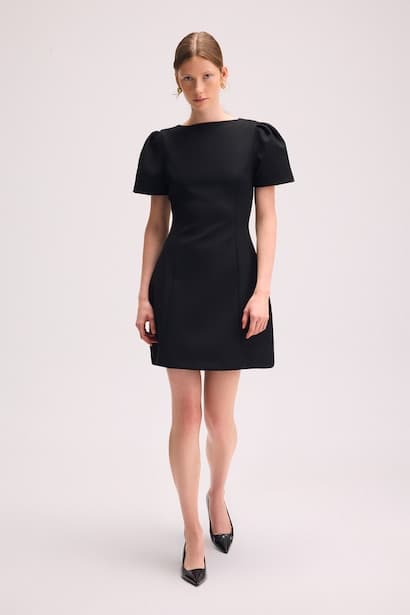 Short Sleeve Stand Collar Mini Dress