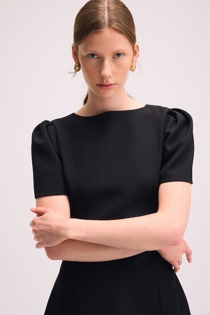 Short Sleeve Stand Collar Mini Dress (3)
