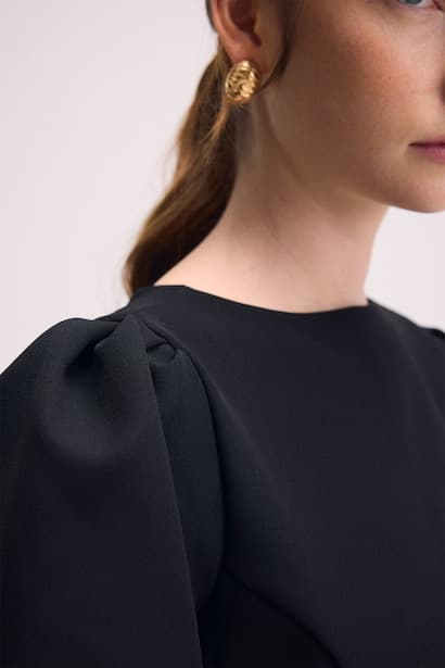 Short Sleeve Stand Collar Mini Dress (4)