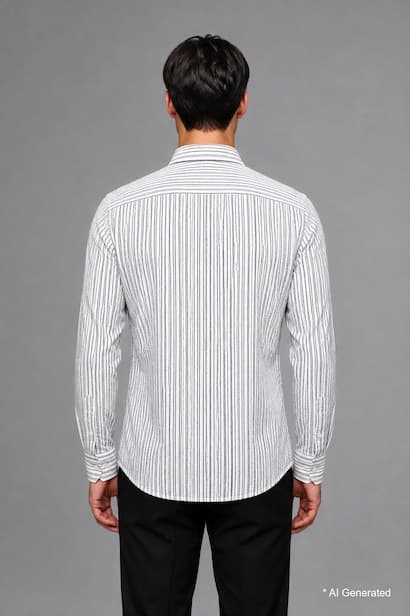 Modern Fit Polo Collar Cotton Striped Shirt (٤)