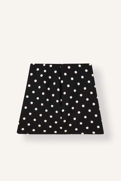 Polka Dot Crepe Normal Waist Mini Skirt (3)
