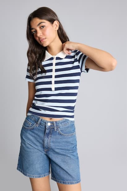 Slim Fit Polo Collar Ribana Short Sleeve T-Shirt (3)