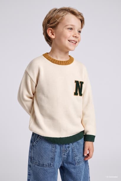 Baby Boy Oversize Knit Letter Printed Pullover