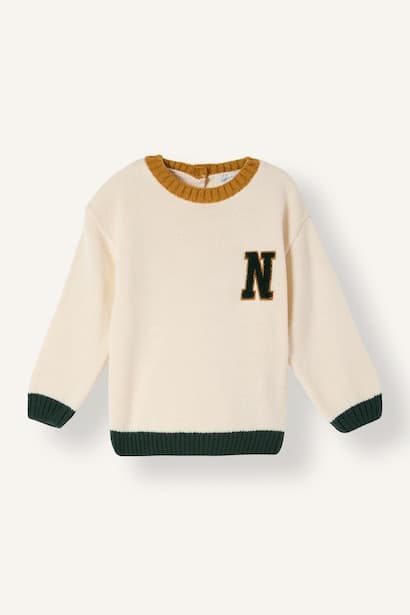 Baby Boy Oversize Knit Letter Printed Pullover (4)