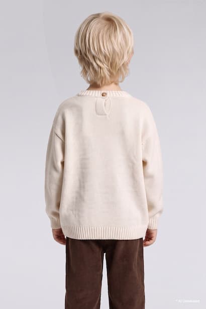 Baby Boy Oversize Fit Vehicle Embroidery Knit Pullover (٣)
