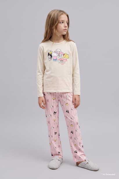Girl 100% Cotton Hello Kitty 2 Piece Pyjama Set Homewear